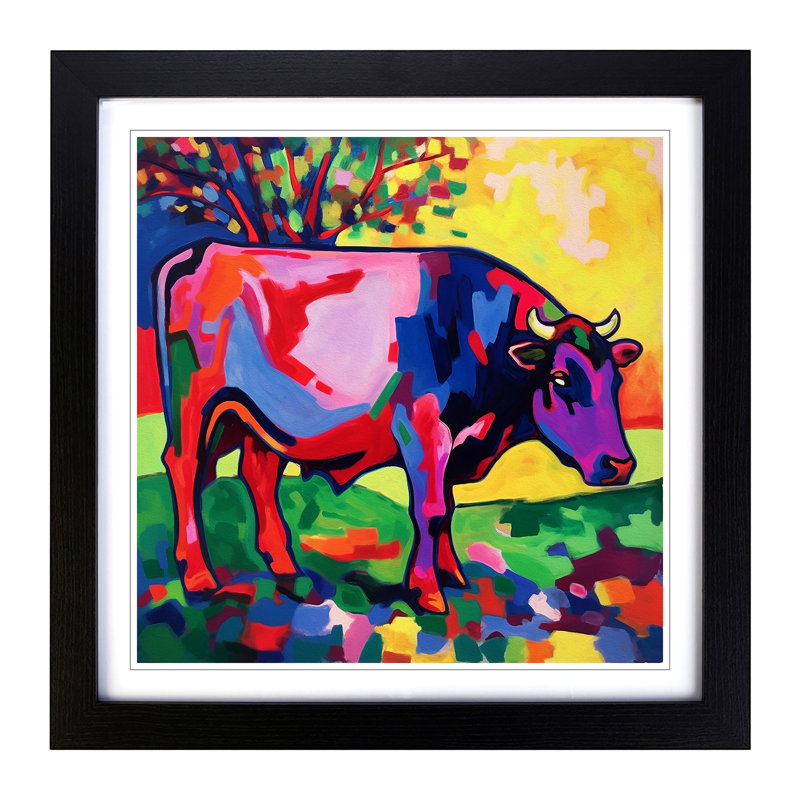 Cow Fauvism - Framed Print, Black