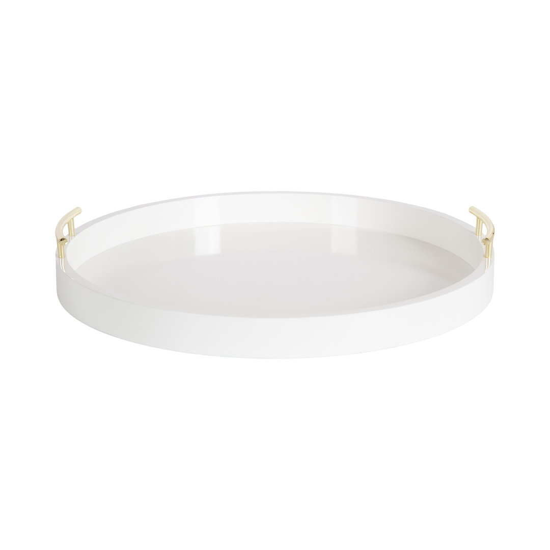 Norvan Tray Everly Quinn Color: White/Gold Size: 3.25" H x 21.75" W x 21.75" D