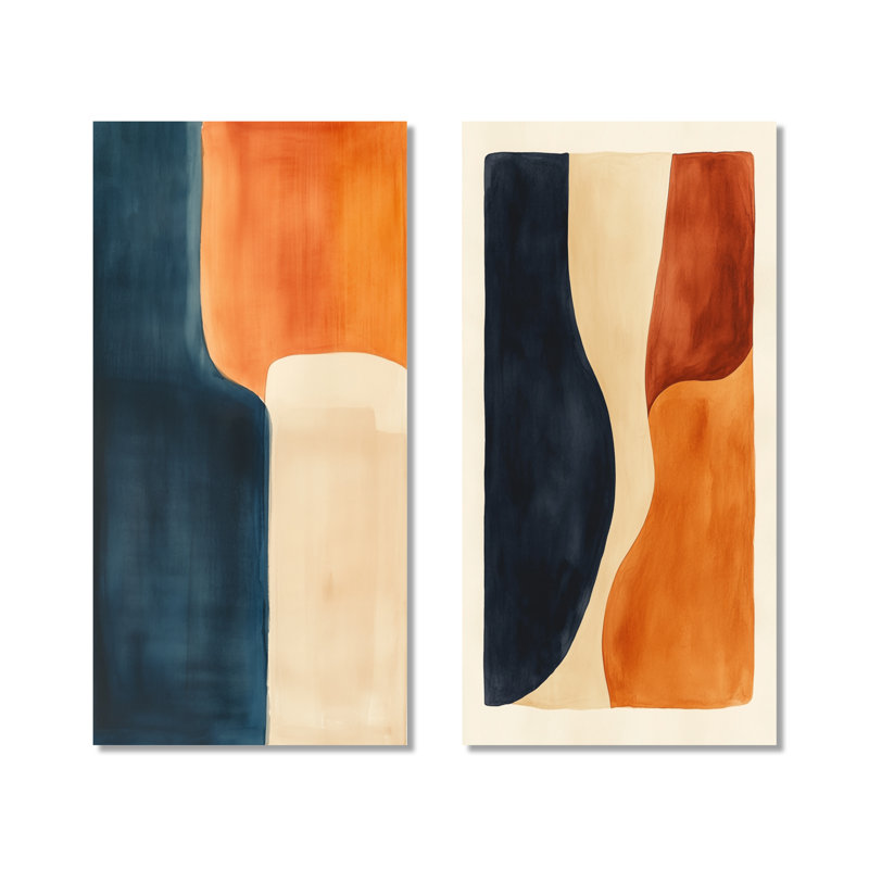 Formes abstraites équilibrées I - Tableau en deux parties aux formes modernes abstraites, 32" H x 32" W, Wrapped Canvas