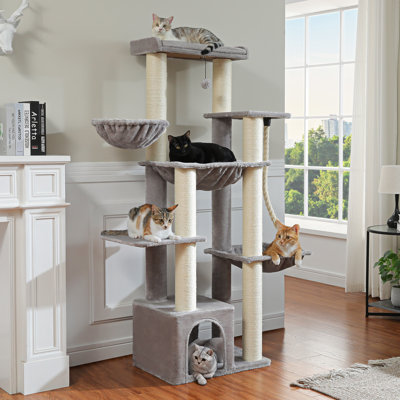 67-Inch Large Cat Tower Gray