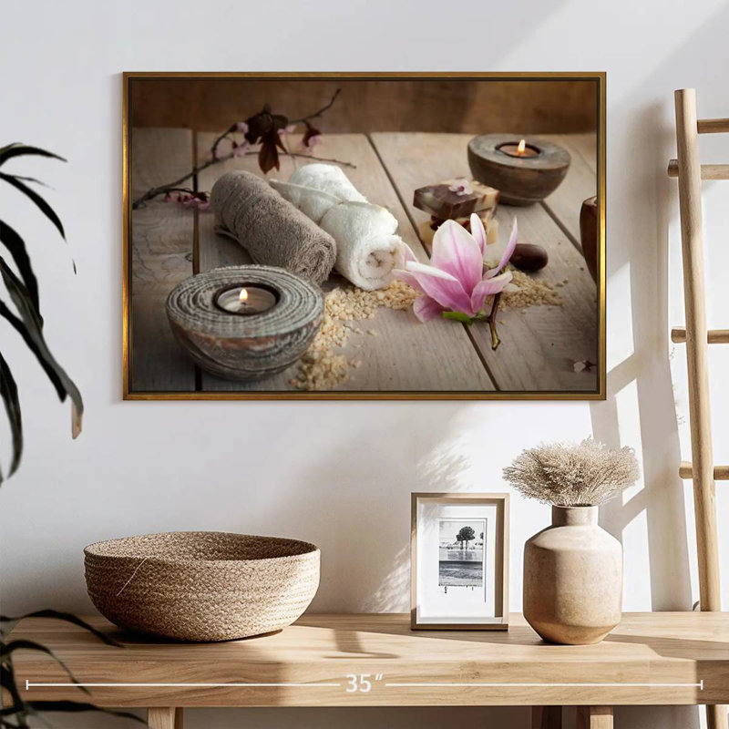 Spa tranquillité, 46 po x 31 po, Cadre flottant doré