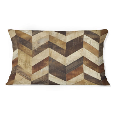 Carreau brun à chevrons beige III - Coussin lombaire moderne