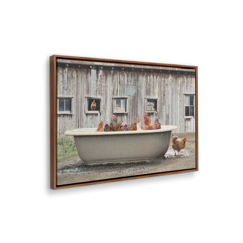 «Country Bathaign» par Lori Deiter, reproduction d'art, 48 W x 36 H, Brown, Framed Canvas