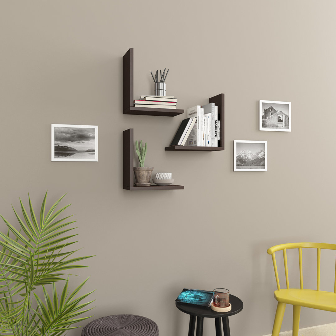 Lindy 3 Piece Floating Shelf with Adjustable Shelves