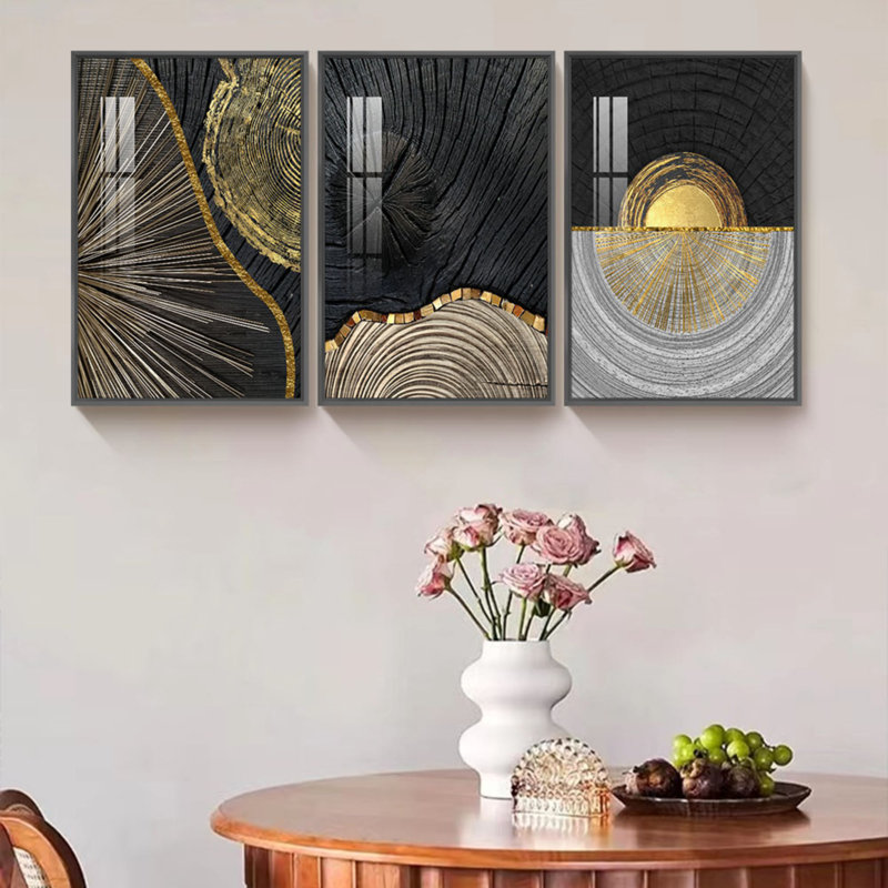Botanique - ensemble de 3 reproductions d'art sur toile, L 37 po x H 17 po, Cadre noir