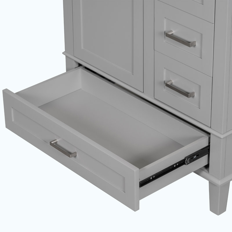 Ensemble de meuble-lavabo simple 30 po avec plateau en céramique Maureena, Gris, Chrome