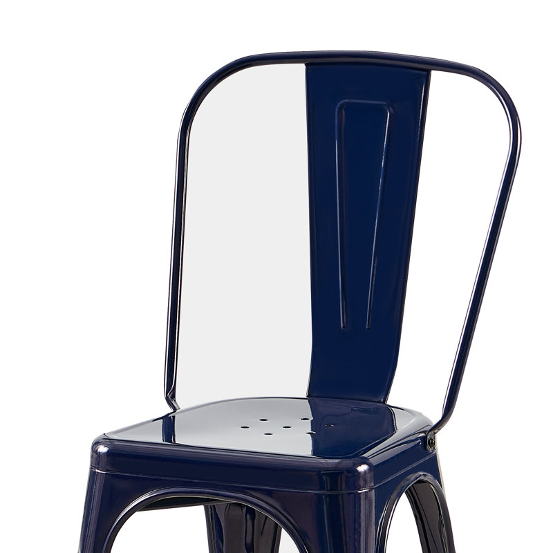 Kalya Metal Stacking Side Chair Dining Chair, 2, Dark Blue