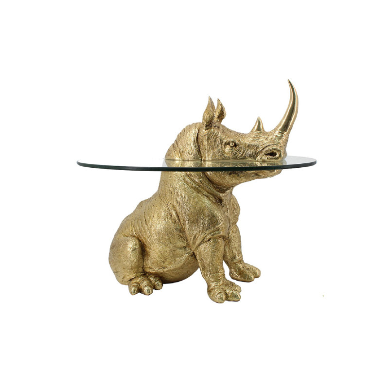 Carnie Glass Top Figurine End Table
