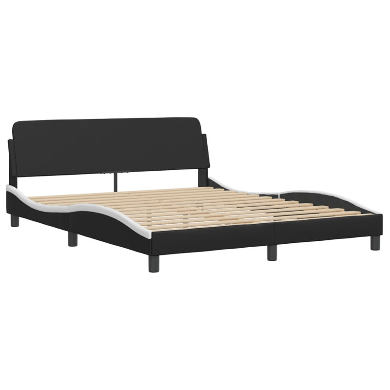 Structure de lit vidaXL sans matelas Hvar noir et blanc 152 x 203 cm, Grand 59,8 x 79,9 pouces, Noir et blanc