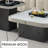 Nesting Tables Set of 2, Square Coffee Table with Black Wood Base, Stone Side Table