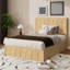 Structure de lit plateforme en bois massif avec tiroirs de rangement latéraux, support de lattes en bois de tête de lit courbée, aucun sommier nécessaire, lit de chambre en bois naturel minimaliste-228864556