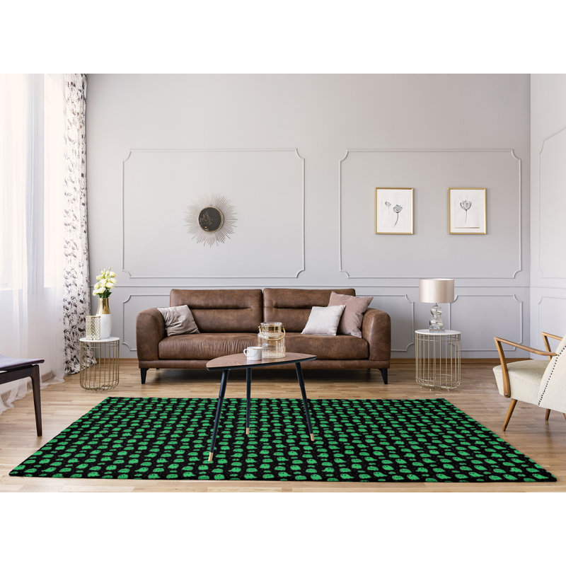 Tapis noir/vert léger ghosts, Rectangle 9 pi x 12 pi
