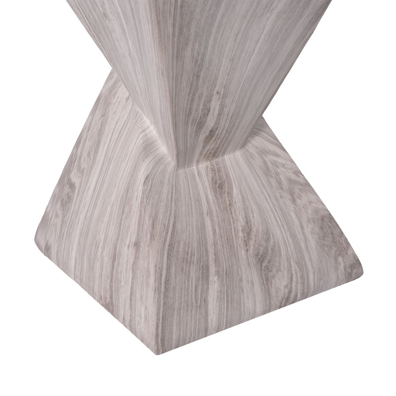 Table d'appoint en béton d'extérieur moderne de 18,5 po de hauteur, table de bout de patio avec motif cannelé sculptural, table d'appoint minimaliste géométrique résistante aux intempéries pour le jardin, le balcon et la piscine