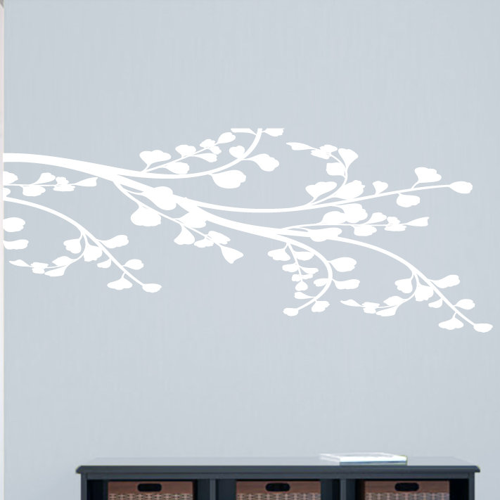 Adhésif décoratif coin branche feuillue, Blanc