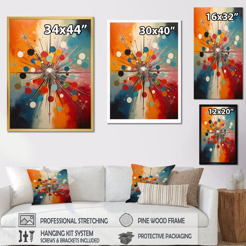 Evertas coloré Mid Century Optique Serenade IV - Art abstrait Mid-Century, Cadre photo noir, H 20 po x l 12 po x P 1 po