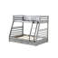 Lit superposé convertible simple / double avec rangement en gris - système de lattes, faisant face à la droite, garde-corps double, 2 tiroirs, conception de tiroir en bois, cadre