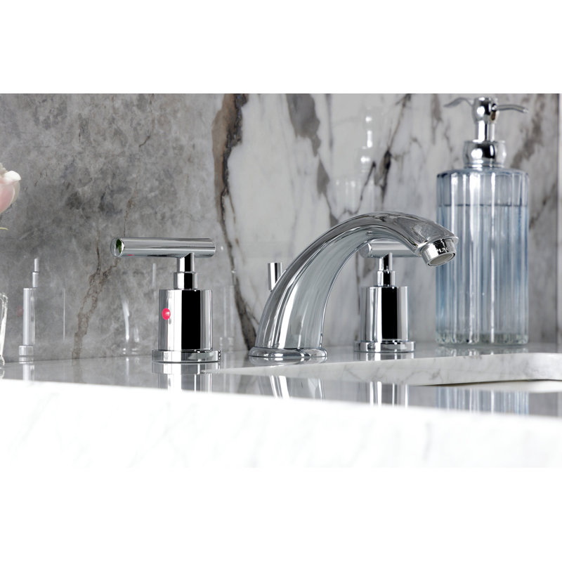 Kingston Brass Manhattan Two-Handle 3-Hole Deck Mount Widespread Bathroom Faucet with Retail Pop-Up Drain, Polished Chrome
