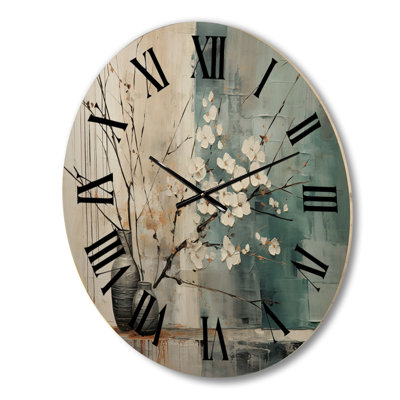 Subtle Serenity II - Abstract Collages Oversized Wood Wall Clock