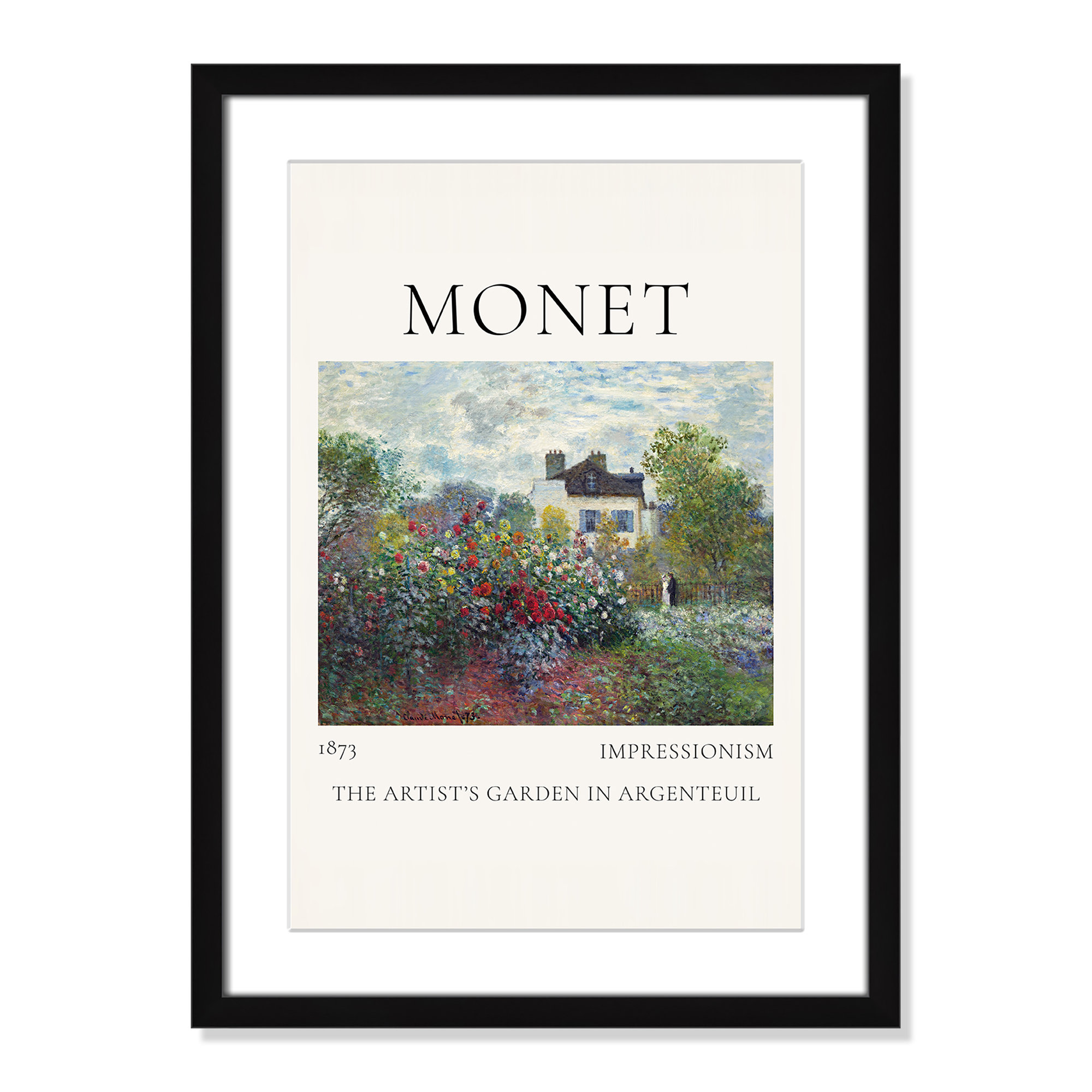 Artists Garden in Argenteuil Print by Claude Monet, Black Single Picture Frame, Yes, 23" H x 17" W x 1.25" D