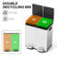  2 x 20L Dual Rubbish Bin Pedal Bin for Recycling and Waste, Gold Tone-113050691