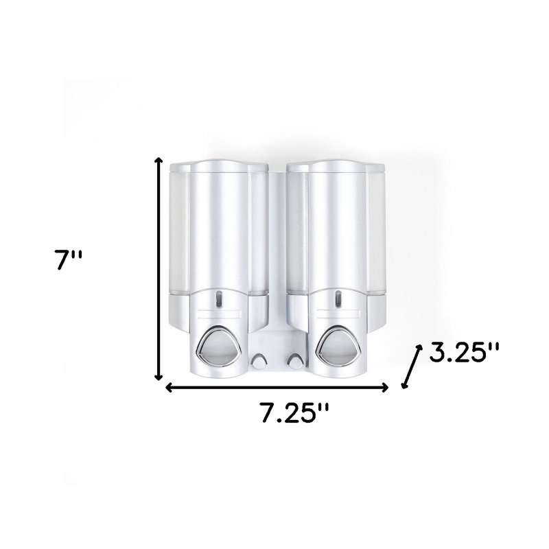 Gray Heavy Duty Plastic Two Chamber Wall Mount Soap Dispenser