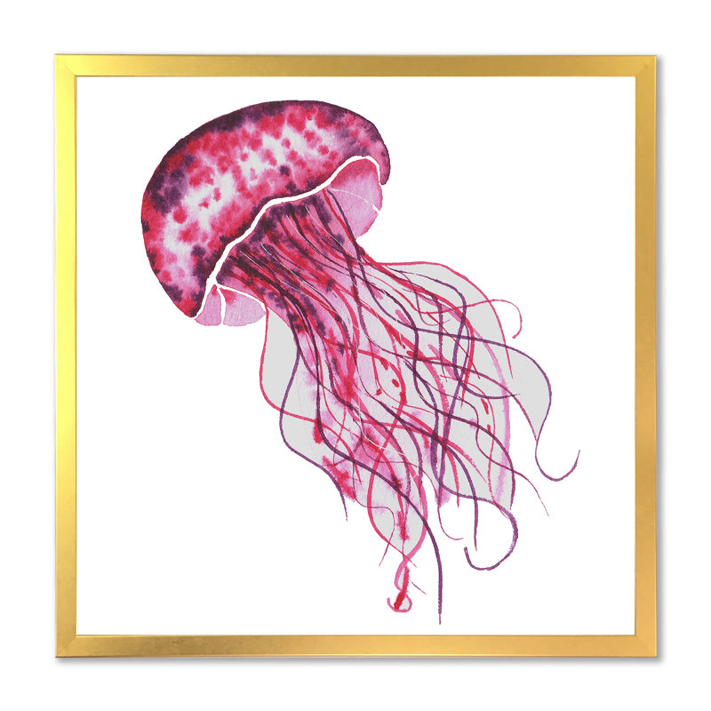 Mignonne méduse rose - sur, H 16 po x l 16 po x P 1 po, Impression dorée sur toile encadrée