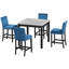 Ensemble de table de salle à manger 5 pièces à hauteur de comptoir Ayron avec 1 table de salle à manger en faux marbre et 4 chaises rembourrées