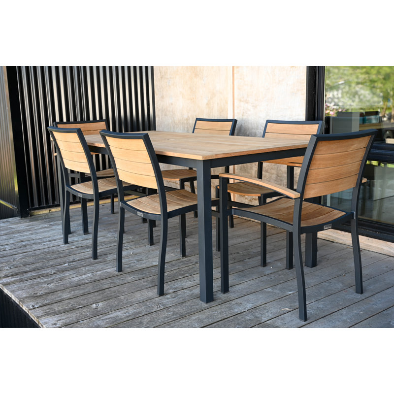 SoHo Teak Aluminum Outdoor Stacking Sidechair, Black