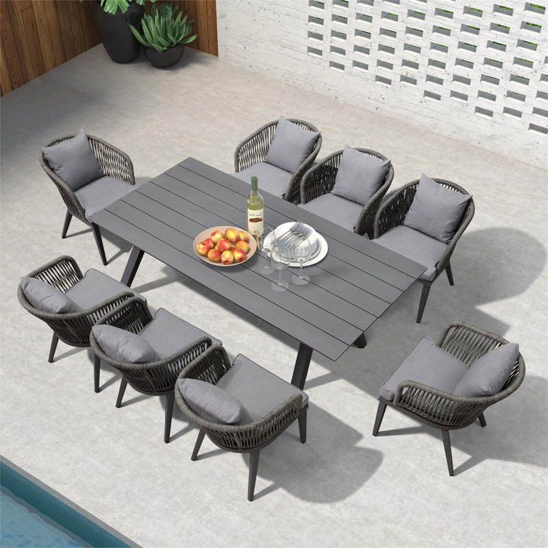 Purple Leaf 8-Person Outdoor Dining Set with Cushions