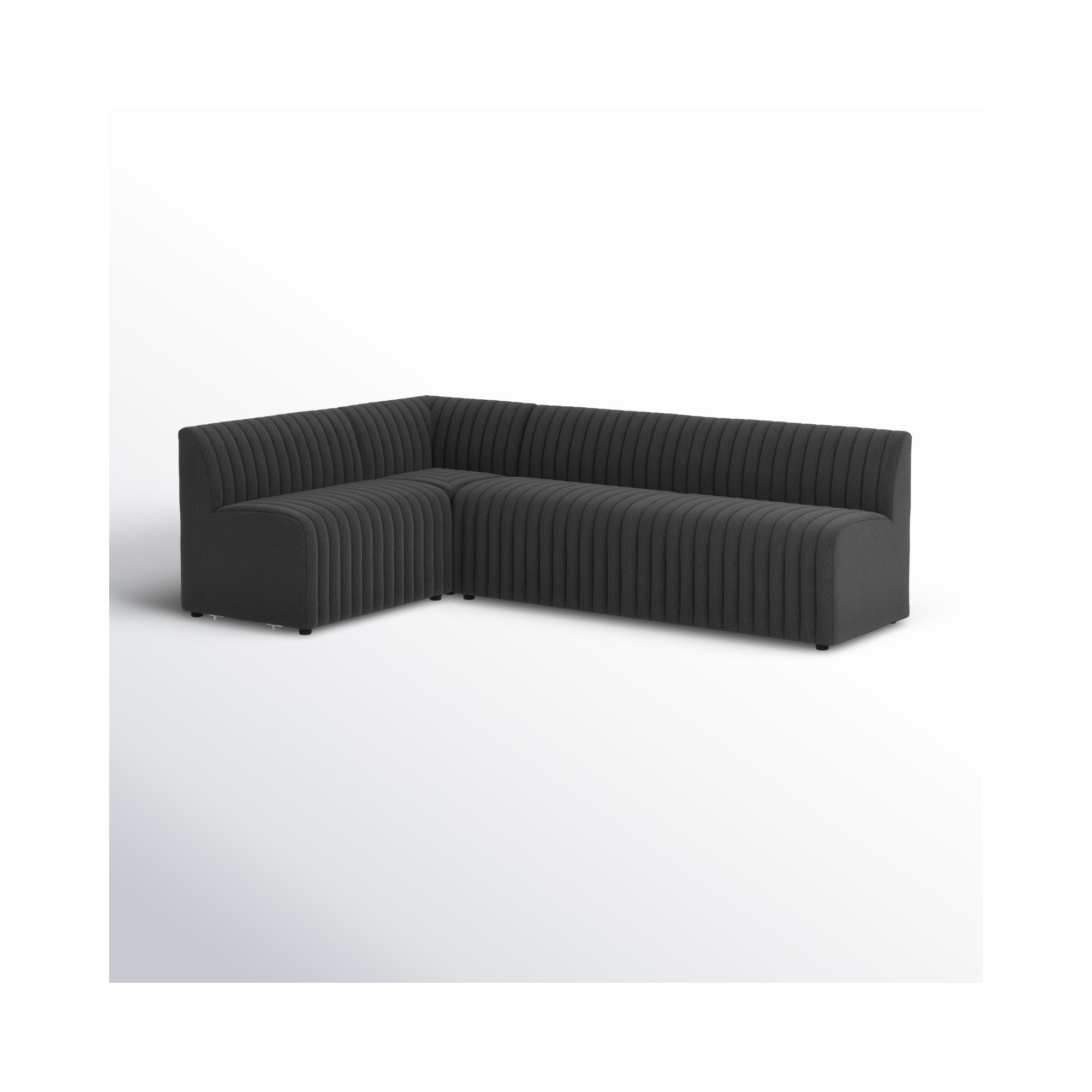 Brandt Modular Upholstered L-Sectional, Black Polyester, 31.5" H x 100" W x 66.5" D