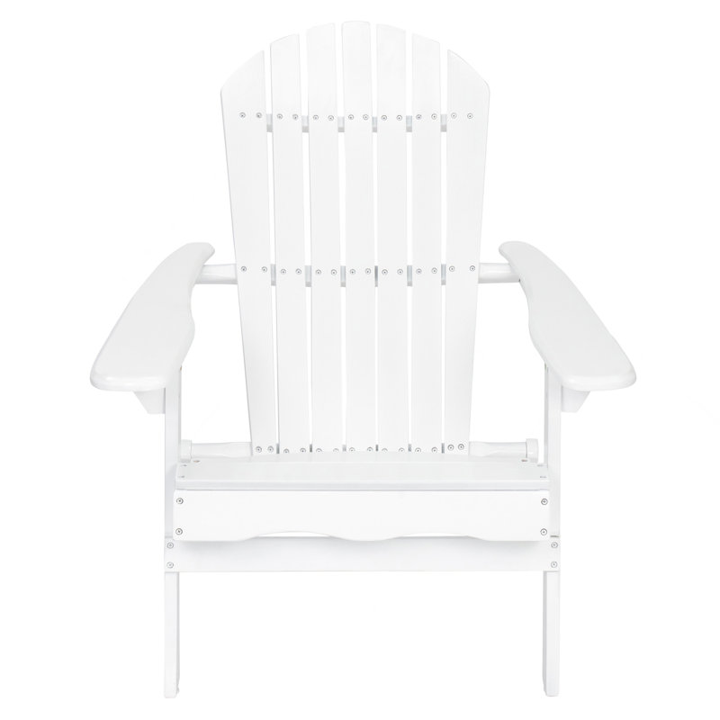 Chaise Adirondack pliable rustique en bois d'acacia pour le confort extérieur, Blanc