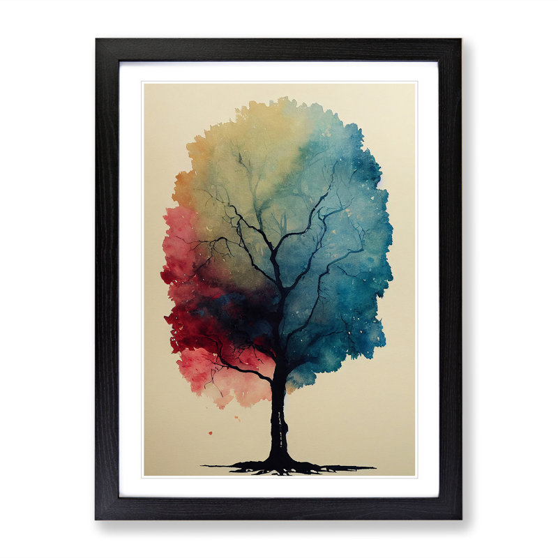 Tree No.3 - Single Picture Frame Painting, Black, 64cm H x 46cm W x 2cm D
