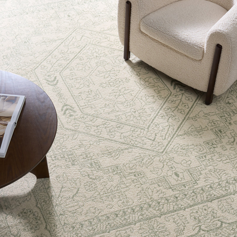 Tapis oriental sauge / ivoire Arrietty, Sage/Ivory, Carré 8 pi