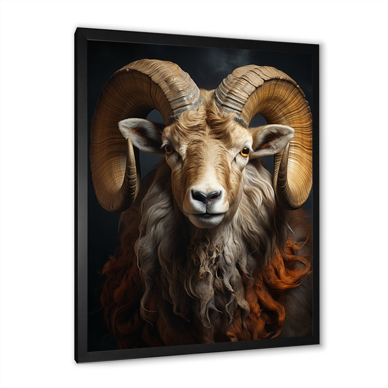 Sheep Majestic Ram I - Décoration murale animaux, H 20 po x l 12 po x P 1 po, Cadre photo noir