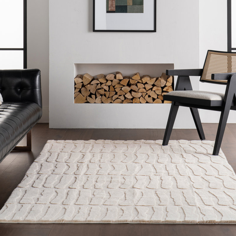 Tavina Solid Cloud Washable Area Rug, Rectangle 6' x 9', Beige