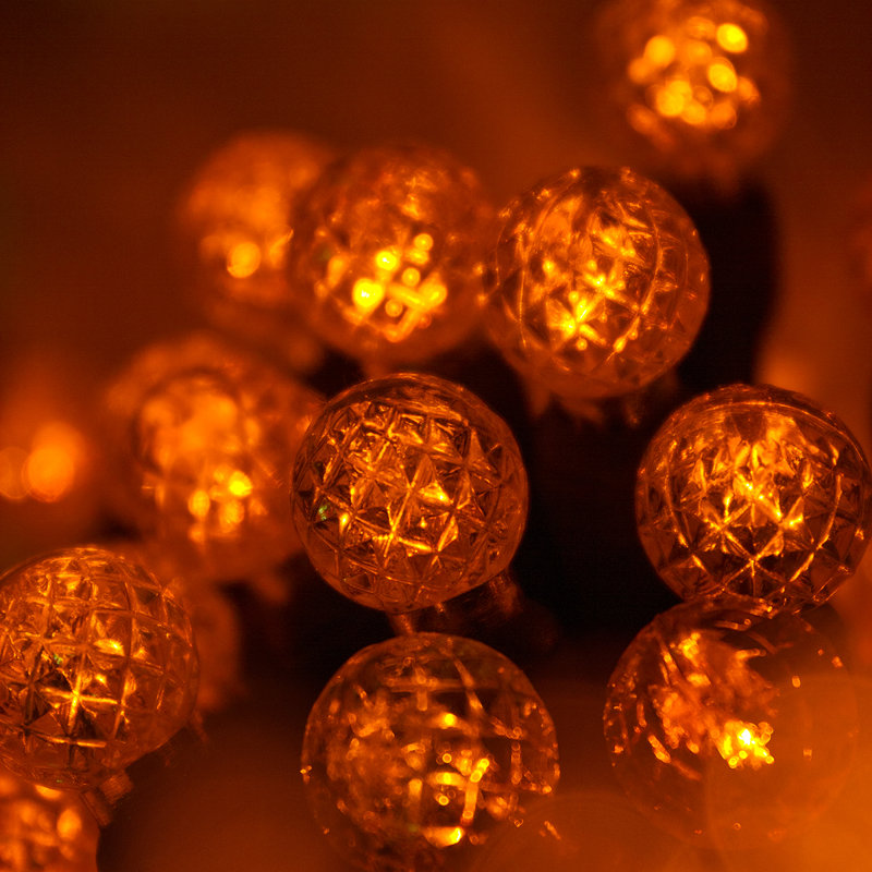 70-Light LED Mini Globe String Lights, Amber/Orange