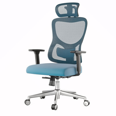 Chaise de bureau ergonomique, chaise de bureau en filet avec support lombaire réglable et appui-tête, chaise d'ordinateur confortable avec fauteuil pivotant inclinable 3D pour la maison, le bureau, la salle d'étude,