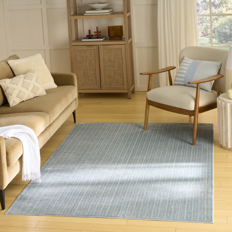 Nourison Washable Charm 6' x 9' Blue Ivory Modern Indoor Rug, Rectangle 6' x 9'