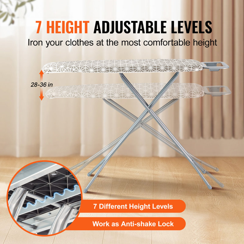 Adjustable Gray Ironing Board with Heat-Resistant Cover