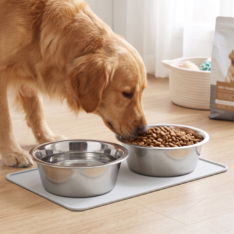Set of 2 Pieces 2.0 Quart Stainless Steel Dog and Cat Feeder Bowl, Satin Finish, 2 QT