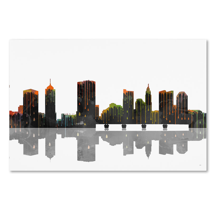 « columbus ohio horizon », impression sur toile tendue, H 12 po x l 19 po x P 2 po