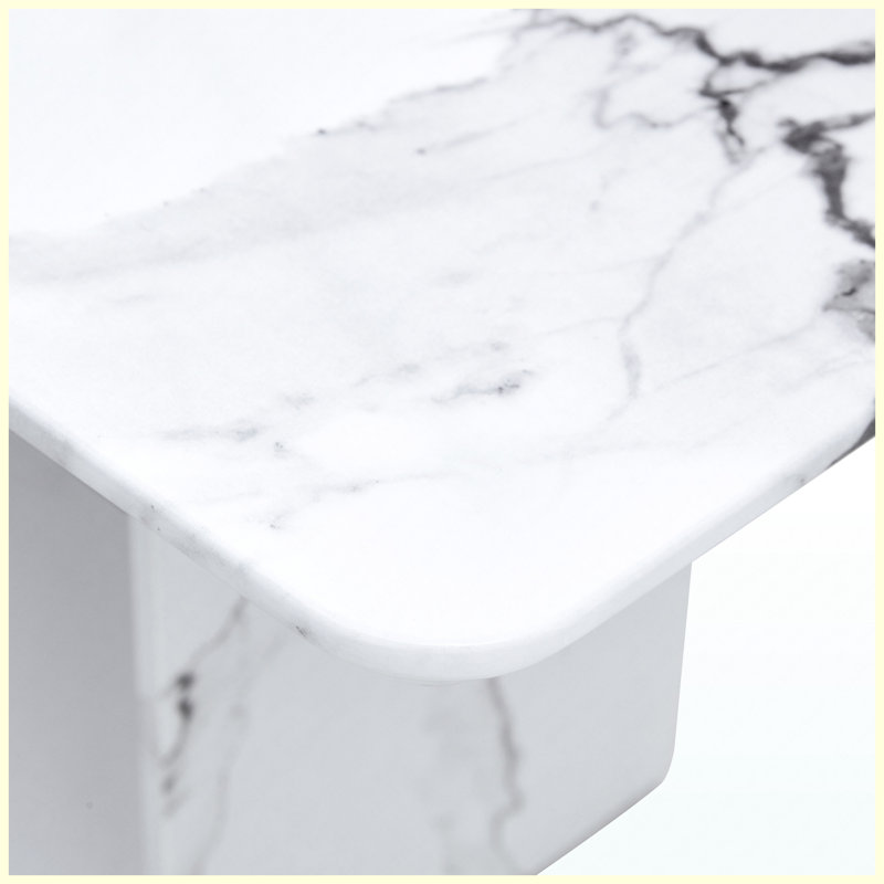 63" White Marble Pattern Dining Table, Rectangular Kitchen Table for 4-6 People, Modern Dining Room Table for Kitchen, Living Room