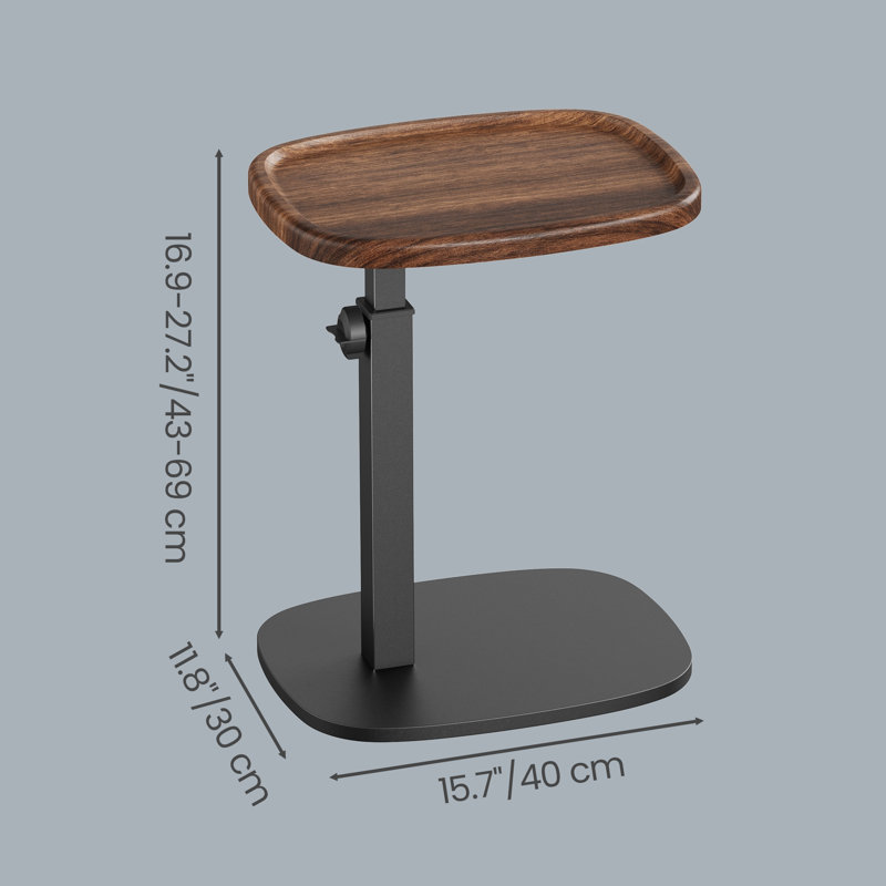 Tray Top Pedestal End Table, Brown, Black