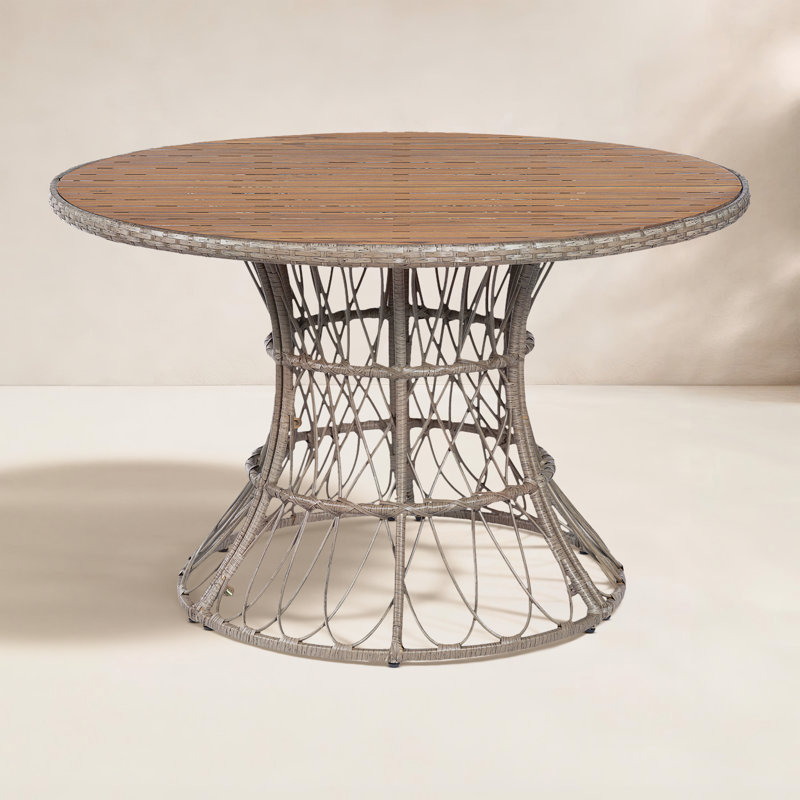 Table de salle à manger d'extérieur en bois d'acacia Derbey Mariner, Brun