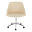 Chaise de bureau en métal chromé, bois de noyer et similicuir crème-133404230-133404226
