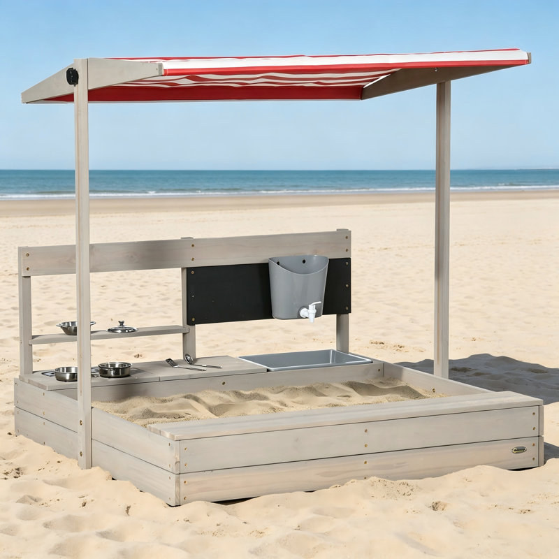 Bac à sable pour enfants avec auvent réglable Outsunny