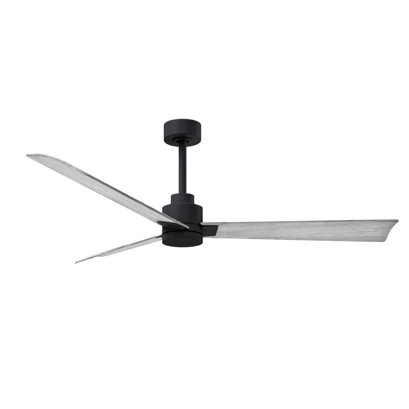 Alessandra Outdoor Downrod Ceiling Fan, Matte Black, Barn Wood Tone