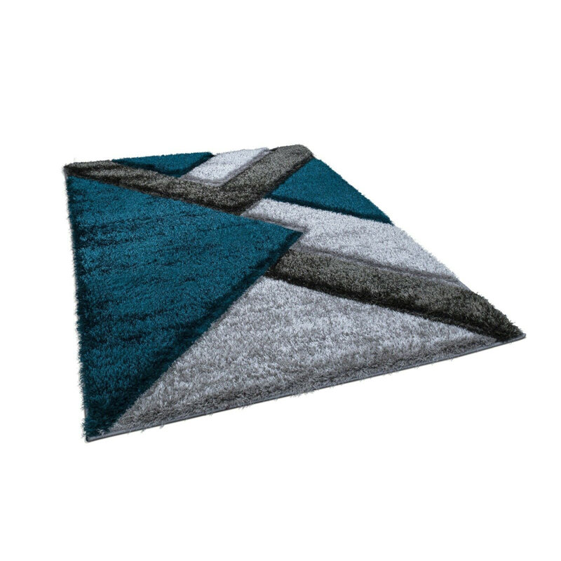 Hunley Geometric Hand Woven Shag Area Rug, Rectangle 80 x 150cm
