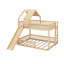 Lit superposé avec glissade et échelle intégrée, structure de lit superposé avec plancher en bois et support de lattes-1746450475