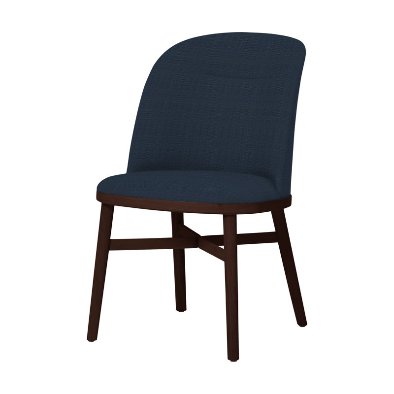 Bund Upholstered Dining Chair, Dark Brown Oak, Newcastle Black New 65